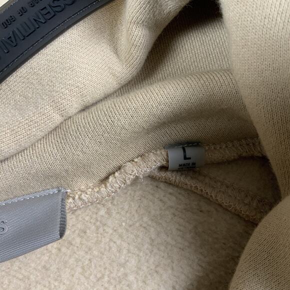 Fear Of God Essentials Hoodie Mens Large Beige FOG Streetwear Oversized Heavy - Picture 5 of 9